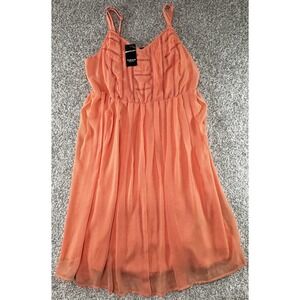 Torrid Chiffon Skater Dress Womens Plus 0 Coral Peach Spaghetti Strap NEW!
